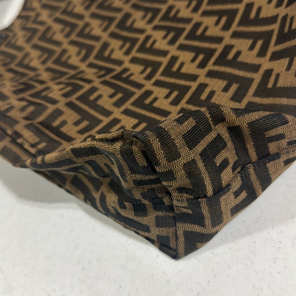 FENDI Zucca Tote FF Monogram Brown Vertical Canvas Satchel Bag Authentic - Picture 7 of 16